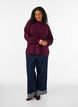 Ribstrikket sweater med ballon&aelig;rmer og knapper, M&oslash;rk Bordeaux, Model image number 1