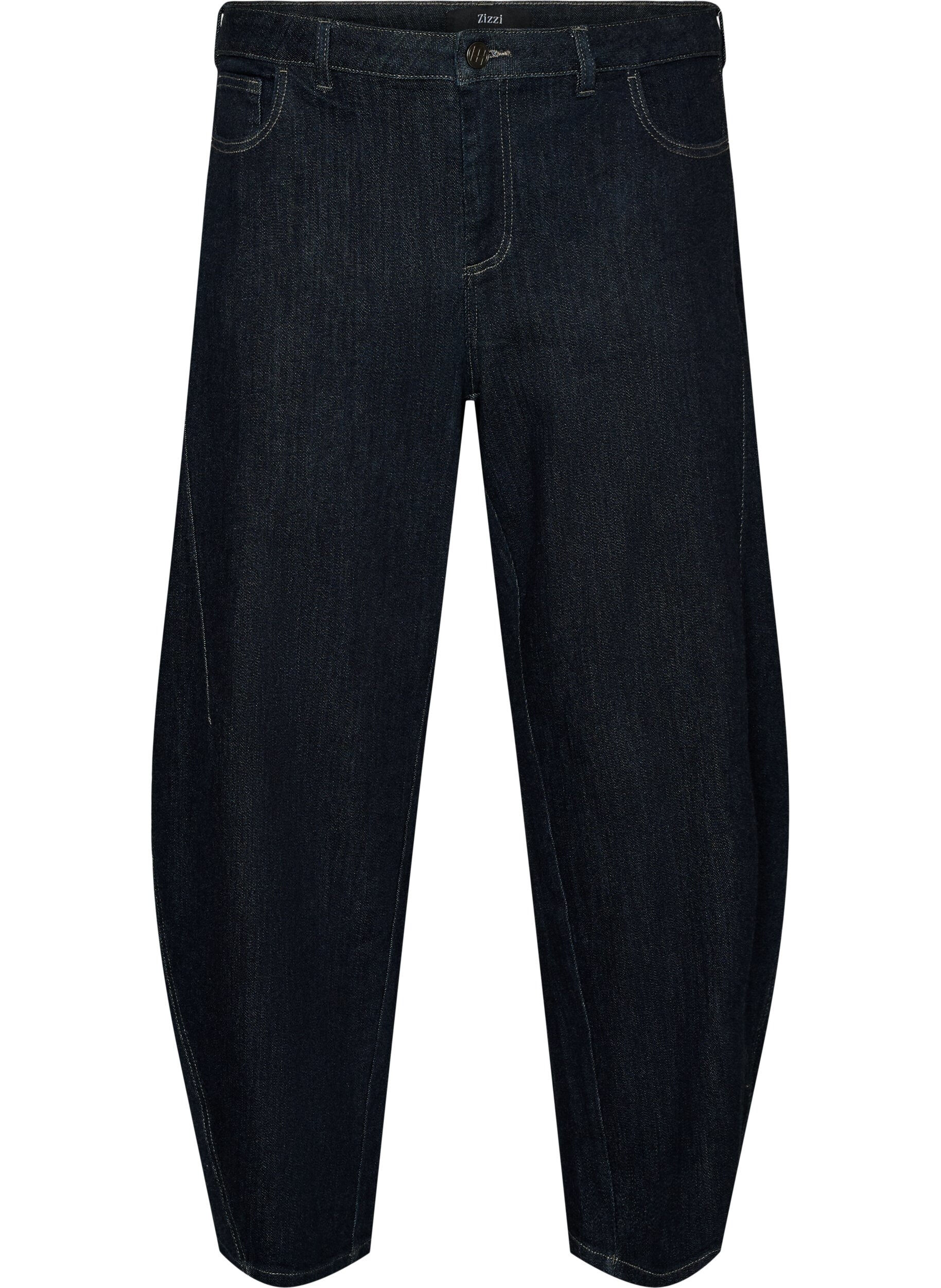 ZizziBarrel fit jeans med h&oslash;j talje, Bl&aring;, Packshot image number 0