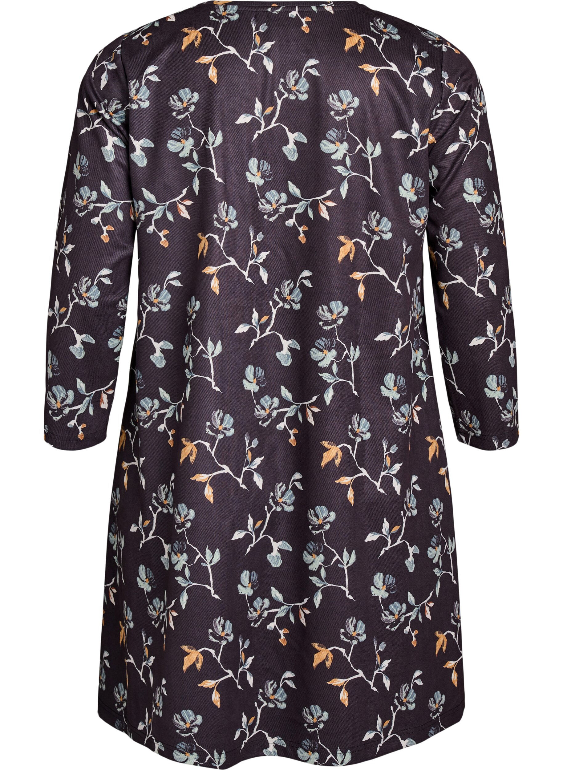 Zizzi FLASH - Kort kjole med A-snit og 7/8 &aelig;rmer, Sort, Packshot image number 1