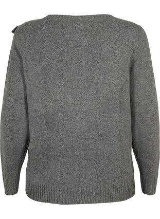 Striktrøje med uld og flæsedetalje, Dark Grey Melange, Packshot image number 1