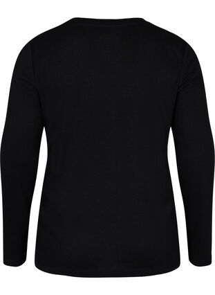 Bluse med similisten og lange ærmer, Black, Packshot image number 1