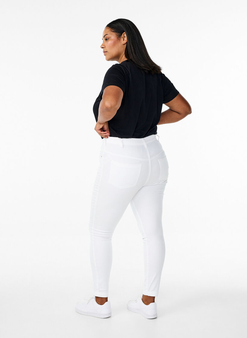 Super slim Amy jeans med h&oslash;j talje, White, Model image number 1