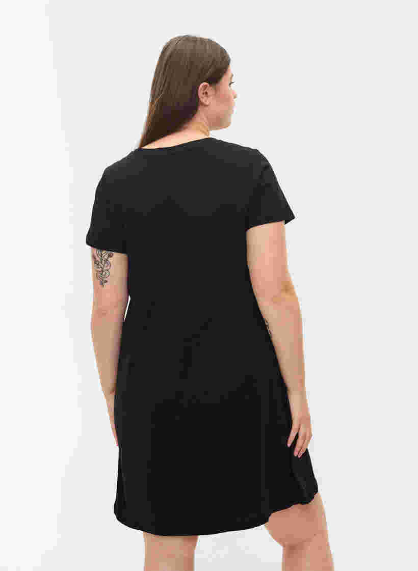Kortærmet natkjole i bomuld, Black RELAX, Model image number 1
