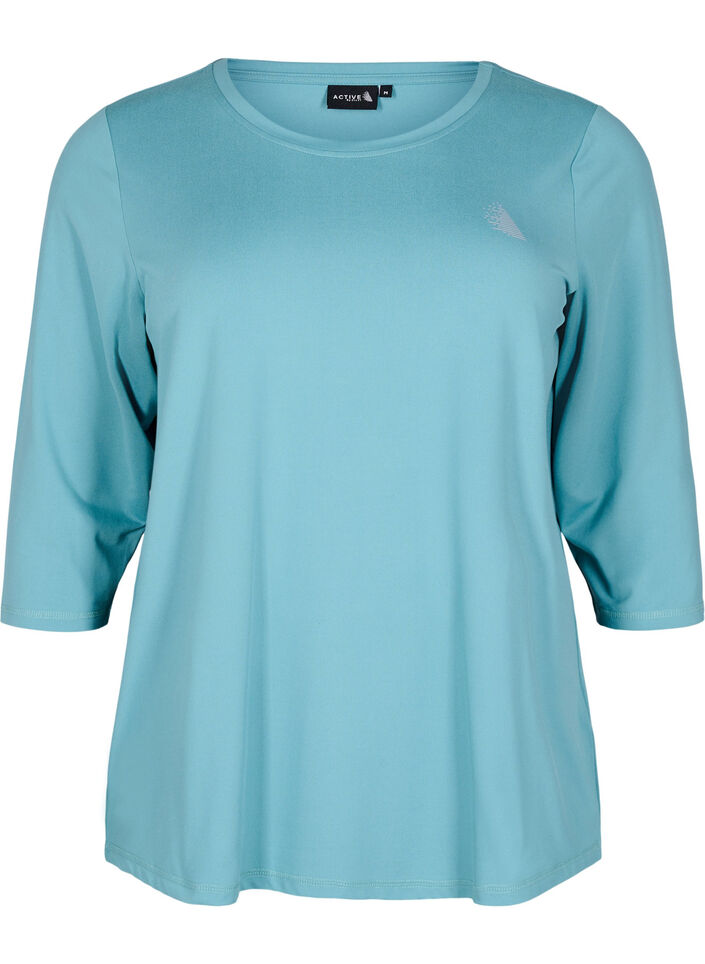 Tr&aelig;ningsbluse med 3/4 &aelig;rmer, Bl&aring;, Packshot image number 0