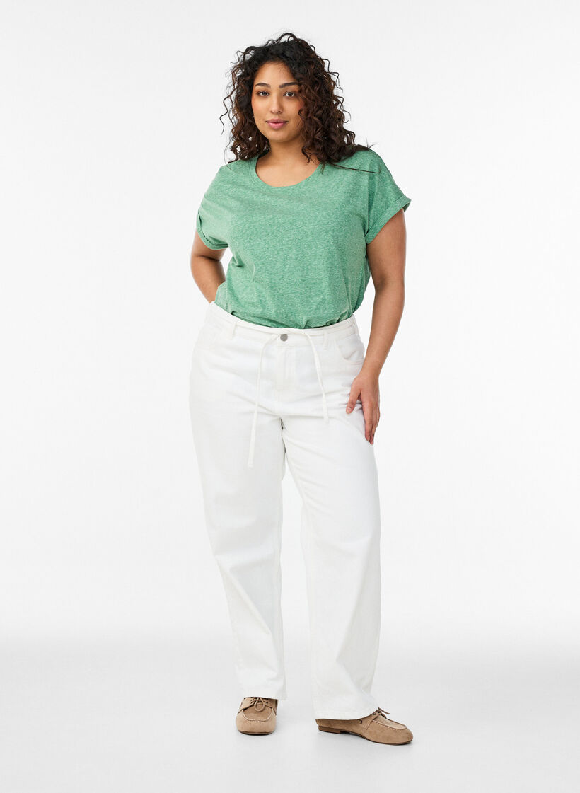 Meleret t-shirt med korte &aelig;rmer, Gr&oslash;n, Model