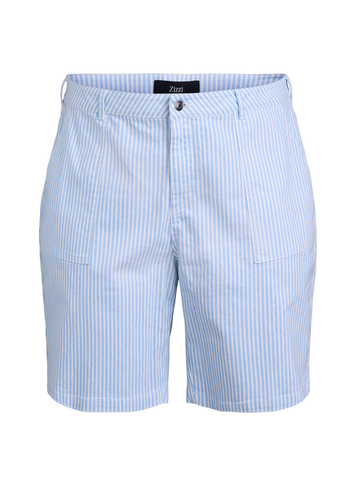 Stribede bermudashorts med høj talje, Blå, Packshot image number 0