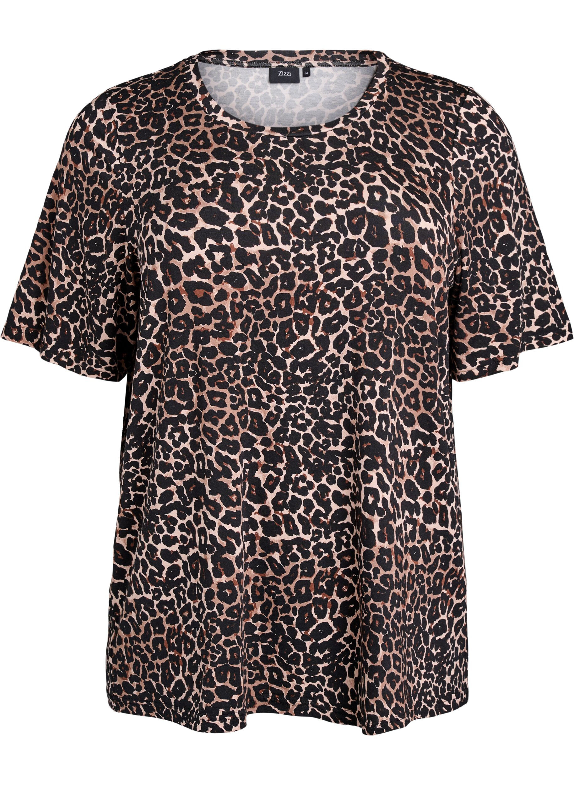 Zizzi T-shirt med TENCEL&trade; Lyocell og leoprint, Brun, Packshot image number 0