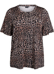 T-shirt med TENCEL™ Lyocell og leoprint, Brun