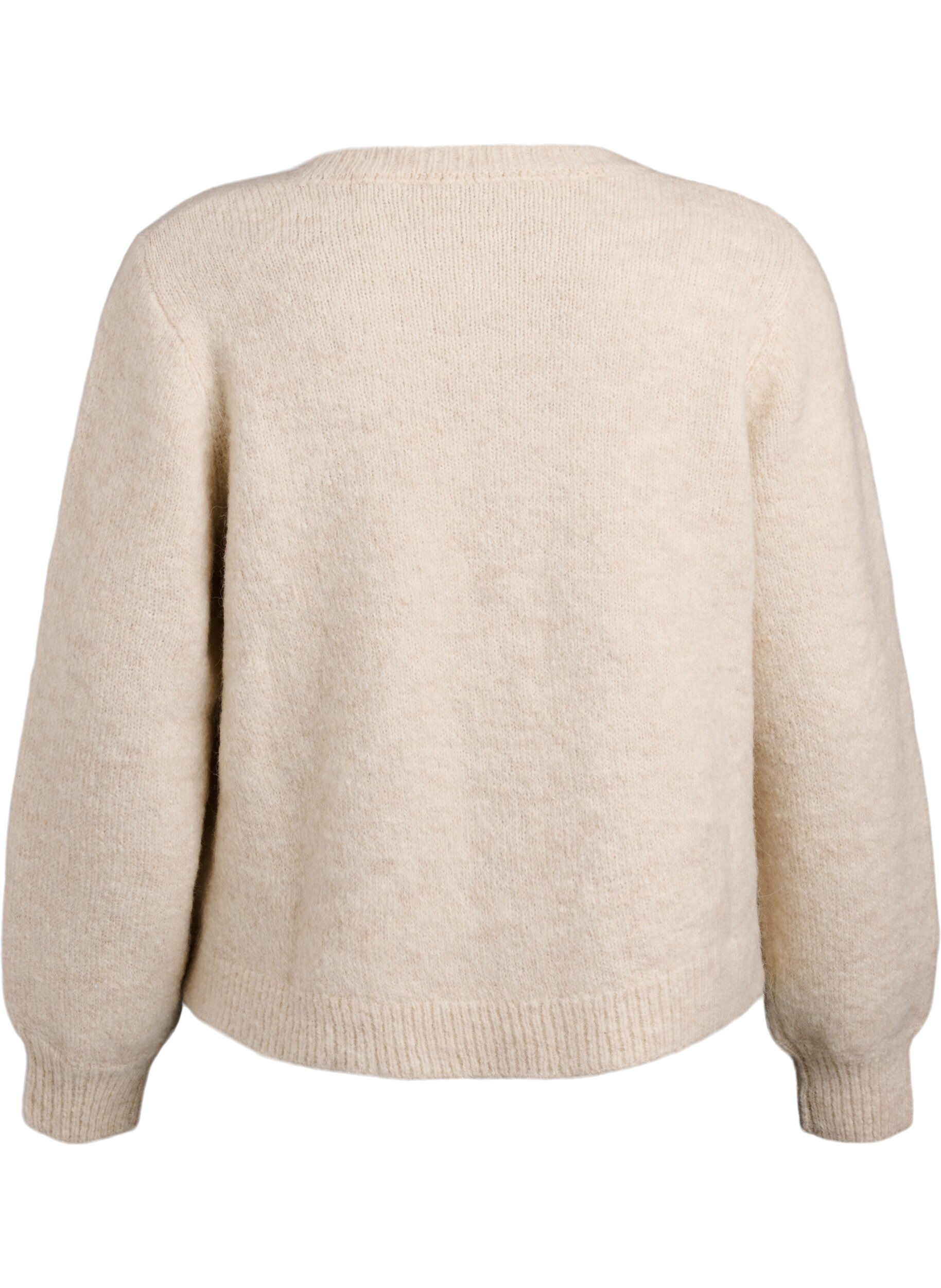 Zizzi Cardigan med uld og alpaka og dekorative knapper, Beige, Packshot image number 1