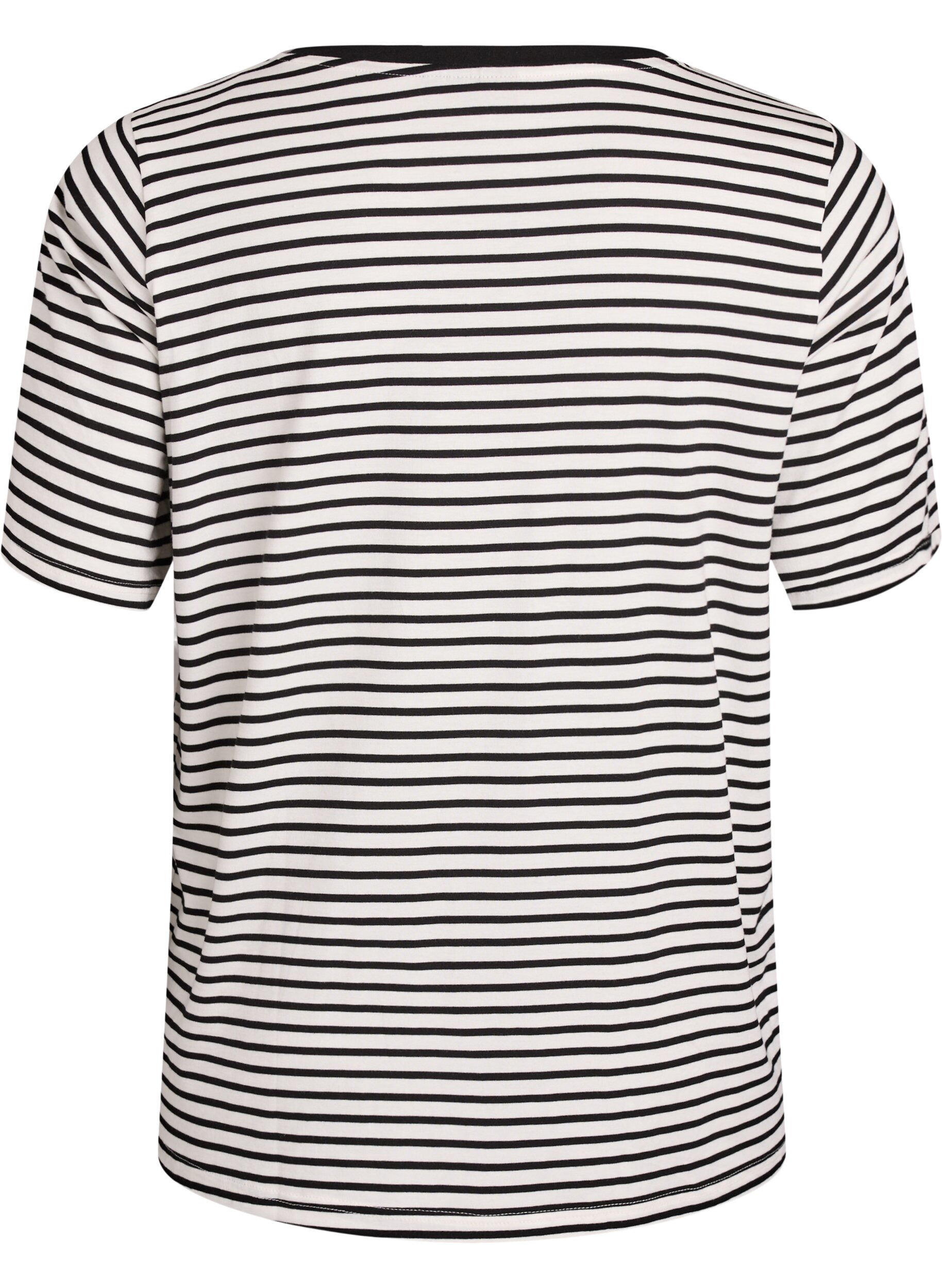 Zizzi T-shirt med TENCEL&trade; Lyocell og striber, Hvid, Packshot image number 1