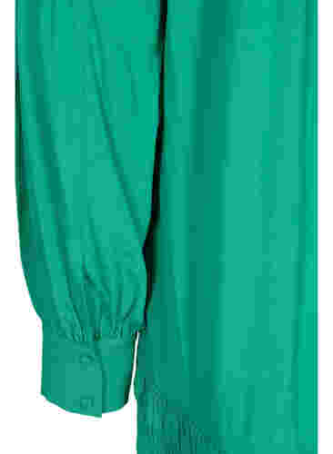 Langærmet viskose kjole med smockdetaljer, Mint, Packshot image number 3