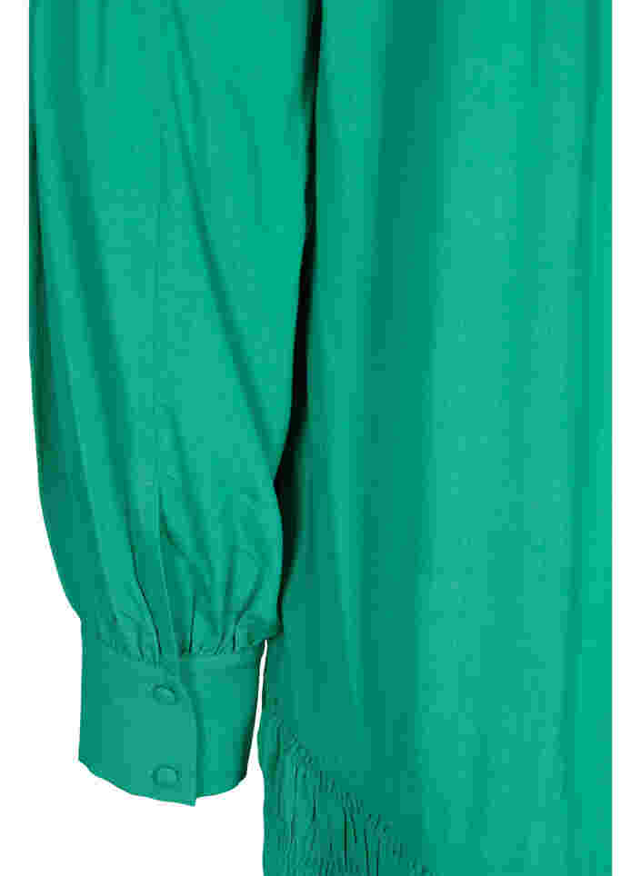 Langærmet viskose kjole med smockdetaljer, Mint, Packshot image number 3