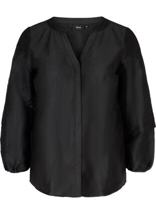 Struktureret jakke med v-udskæring, Black, Packshot image number 0