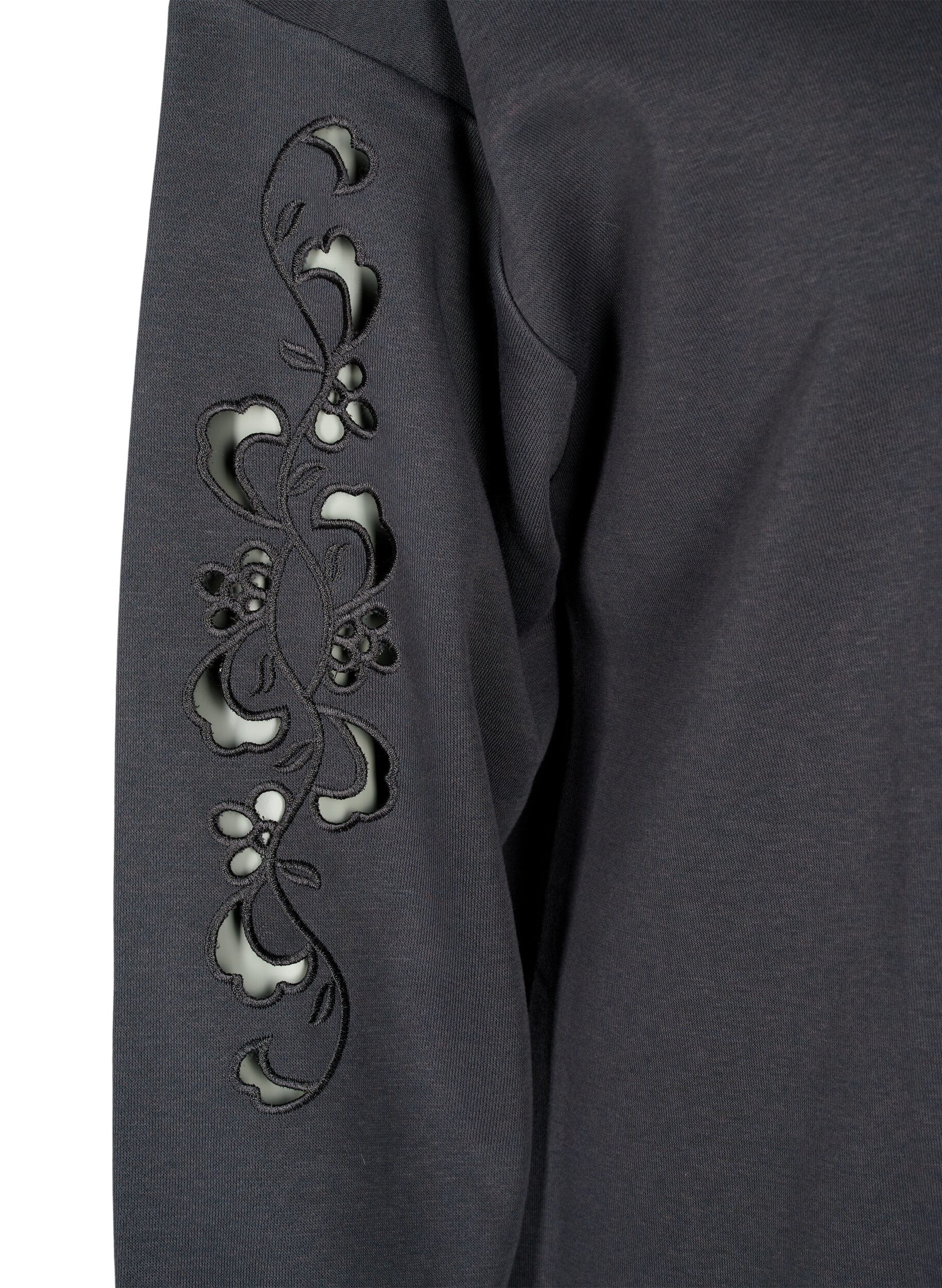 Zizzi Sweatkjole med broderede detaljer, Dark Grey, Packshot image number 3