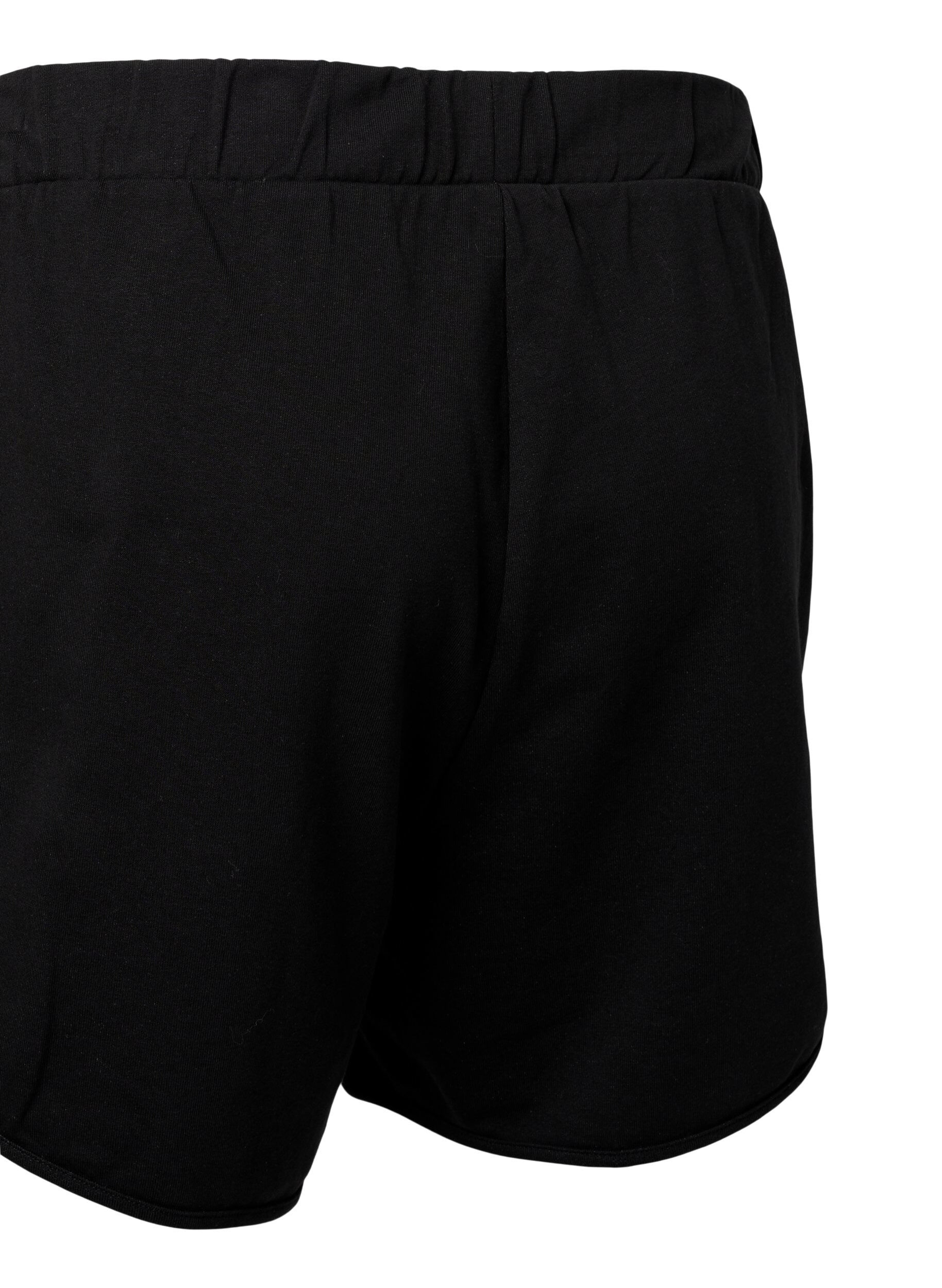 Zizzi Ensfarvede sweatshorts med lommer, Black, Packshot image number 3