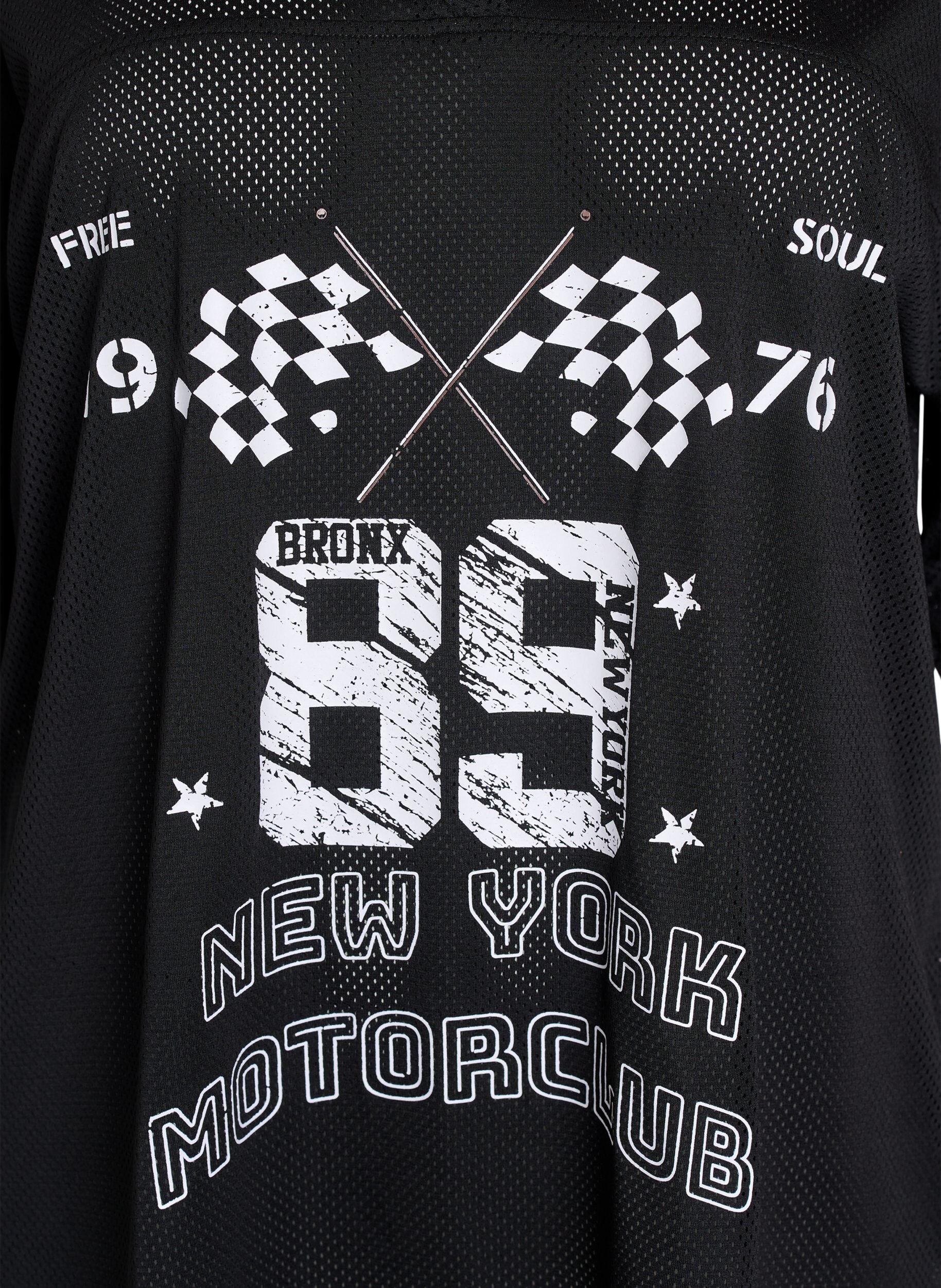 Zizzi Sporty t-shirt med frontprint, Black, Packshot image number 2