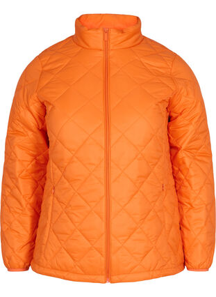 Quiltet letvægts jakke med lynlås og lommer , Mandarin Orange, Packshot image number 0