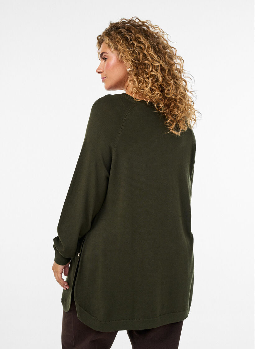 Strikbluse med knapper i siden, Gr&oslash;n, Model image number 2