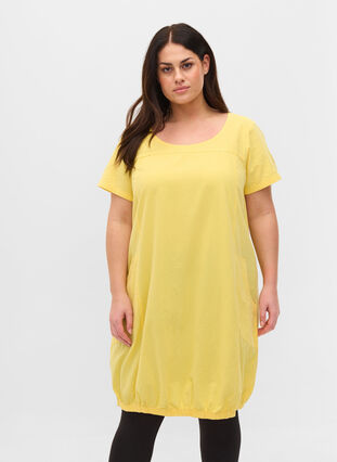 Kortærmet kjole i bomuld, Goldfinch, Model image number 0