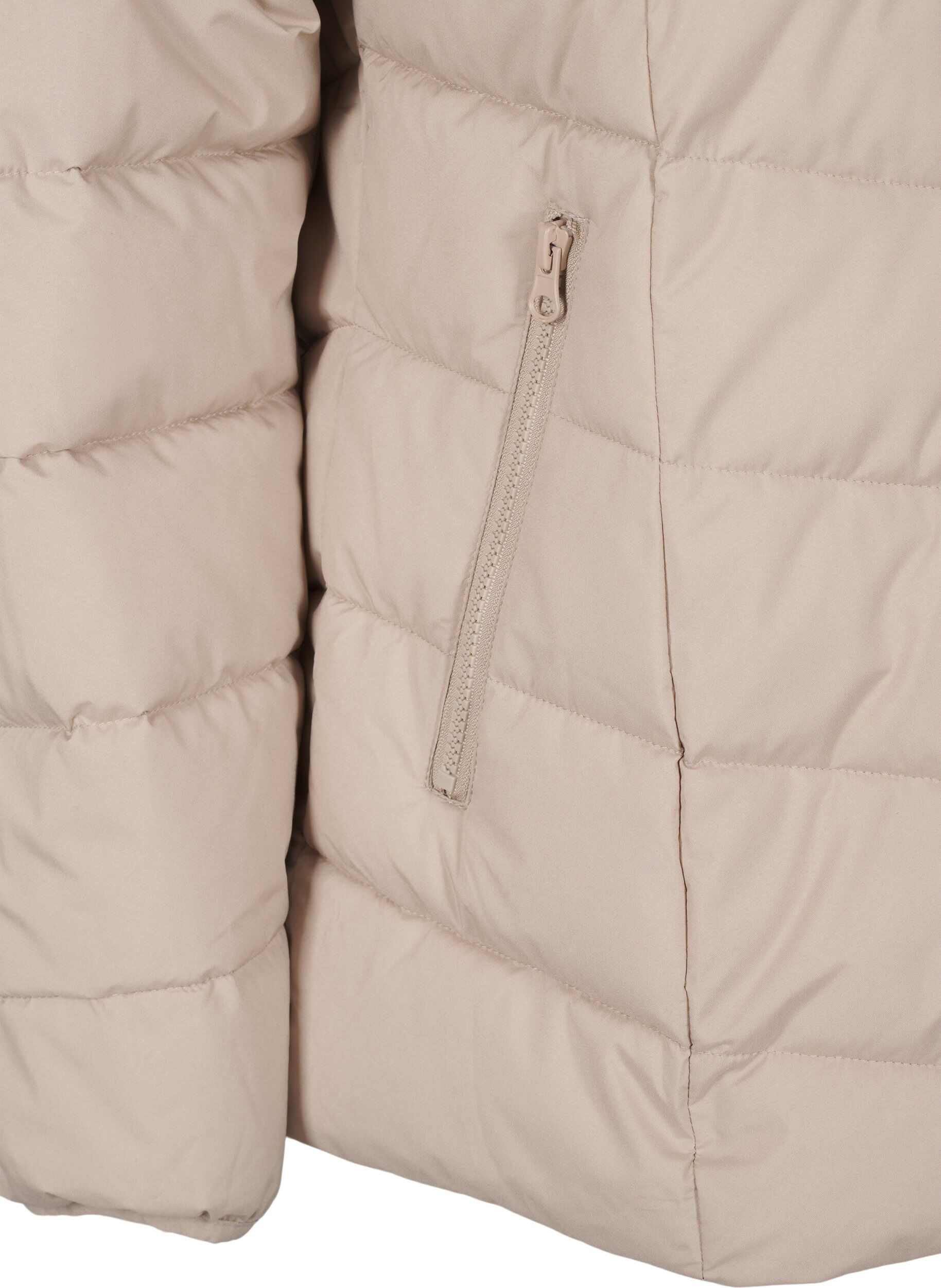 ZizziKort pufferjakke med h&aelig;tte, Beige, Packshot image number 3