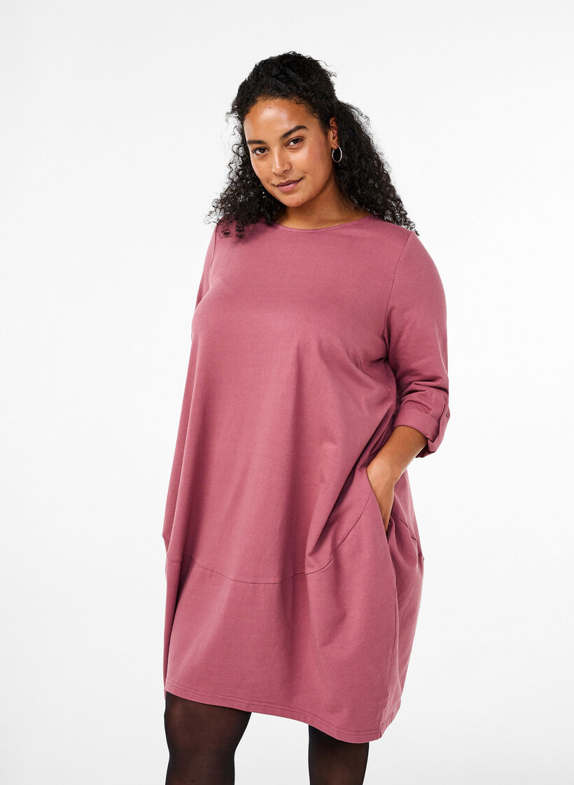 Ballonkjole med lommer, Lyserød, Model image number 0