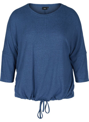 Meleret bluse med justerbar bund, Vintage Indigo Mel, Packshot image number 0