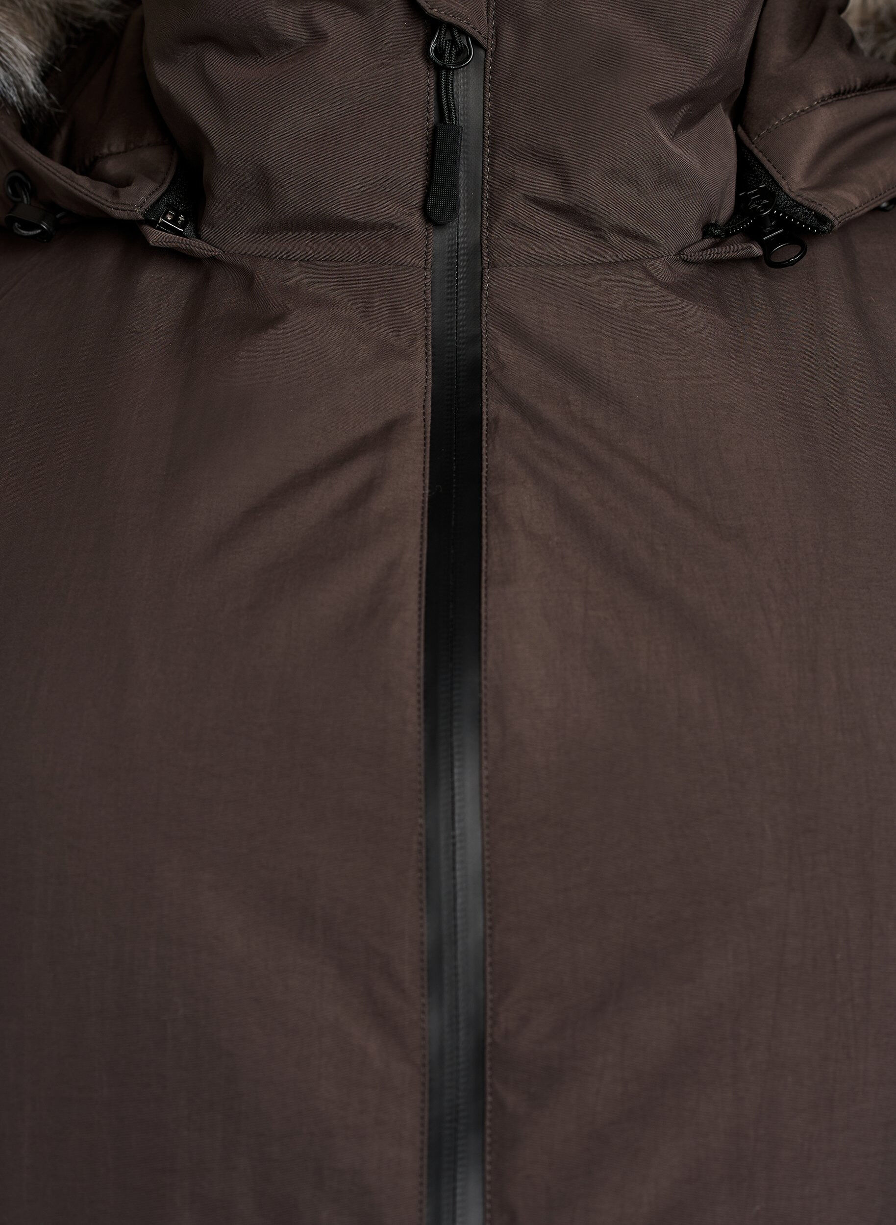 ZizziVandt&aelig;t parka vinterjakke med h&aelig;tte, Brun, Packshot image number 2