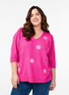 Strikket bluse med broderede blomster, R. Rose Mel. Comb, Model image number 0