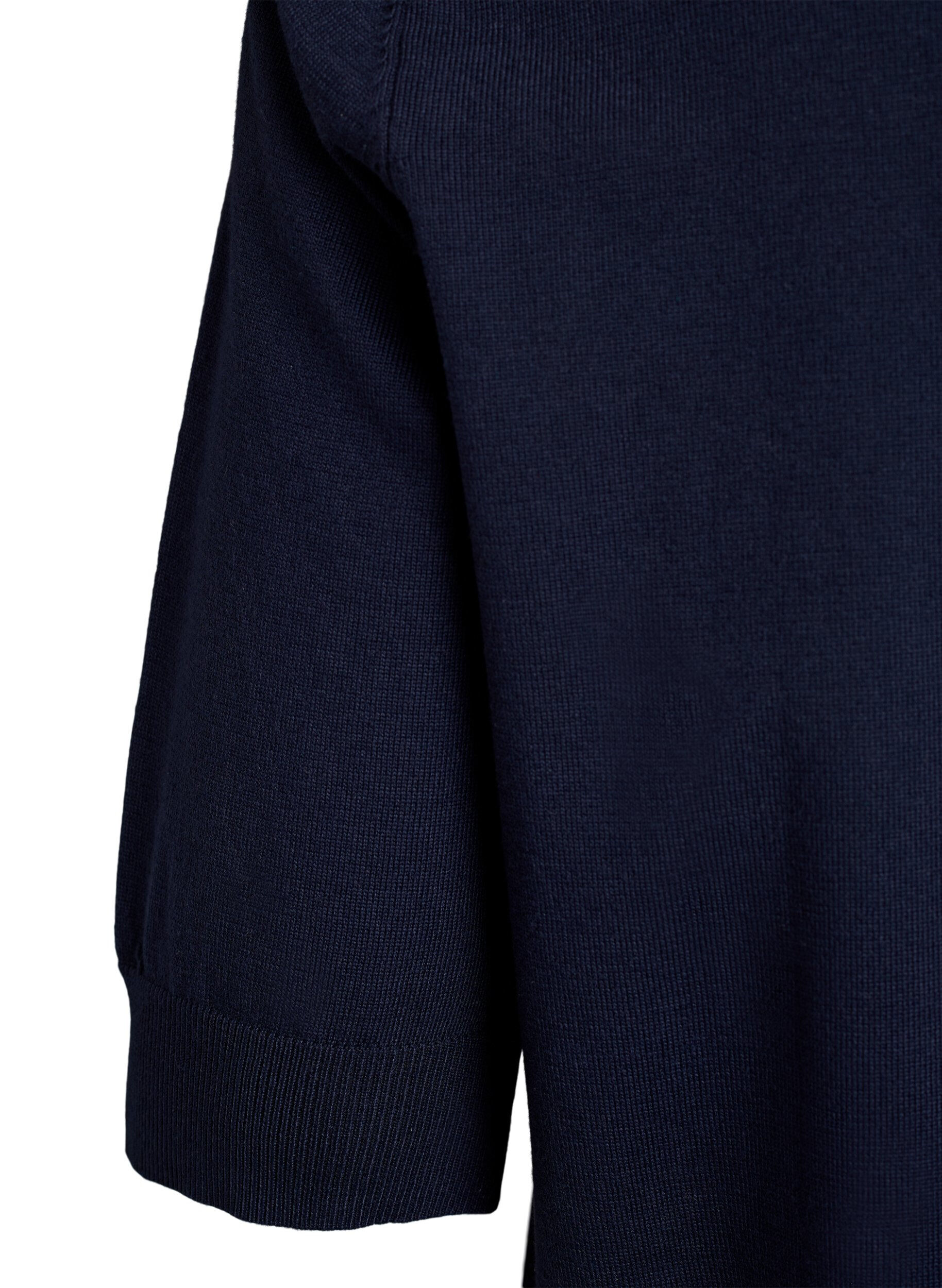 ZizziFinstrikket bluse med korte &aelig;rmer, Bl&aring;, Packshot image number 3