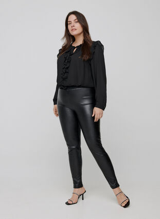 Lange glimmer leggings, Black w/glitter, Model image number 2