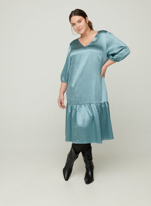 Shiny kjole med v-udskæring, North Atlantic Shine, Model image number 2