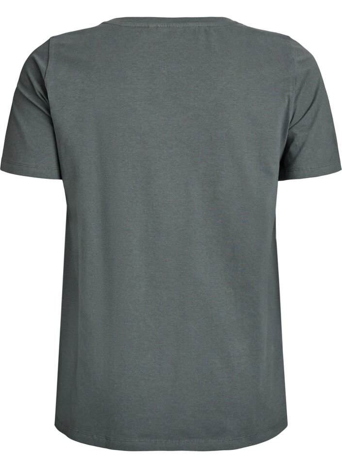 Ensfarvet basis t-shirt i bomuld, Gr&oslash;n, Packshot image number 1