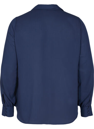 Skjorte med knaplukning og v-udskæring, Navy Blazer, Packshot image number 1