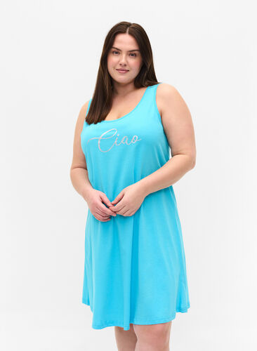 Ærmeløs bomulds kjole med a-shape, River Blue CIAO, Model image number 0