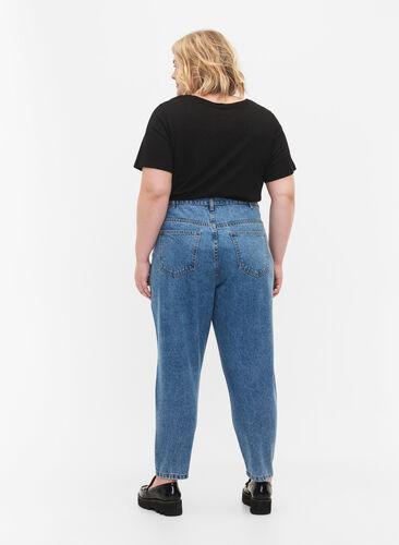 Cropped Mille jeans med høj talje, Light blue denim, Model image number 1