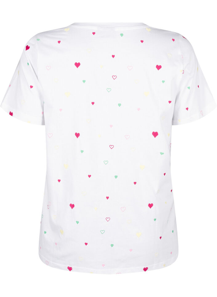T-shirt i økologisk bomuld med hjerter., White Heart Emb., Packshot image number 1