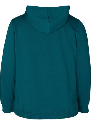 Sweatshirt med lomme og hætte, Deep Teal, Packshot image number 1