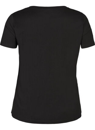 Kortærmet bomulds t-shirt med nitter, Black, Packshot image number 1