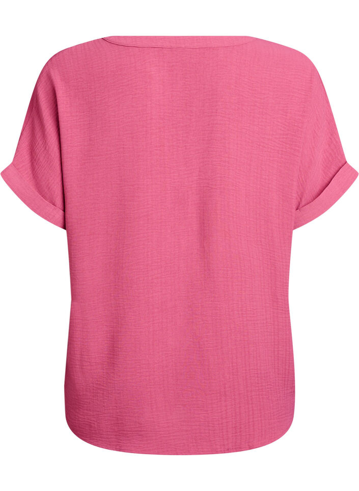 L&oslash;s bluse med korte &aelig;rmer, R&oslash;d, Packshot image number 1