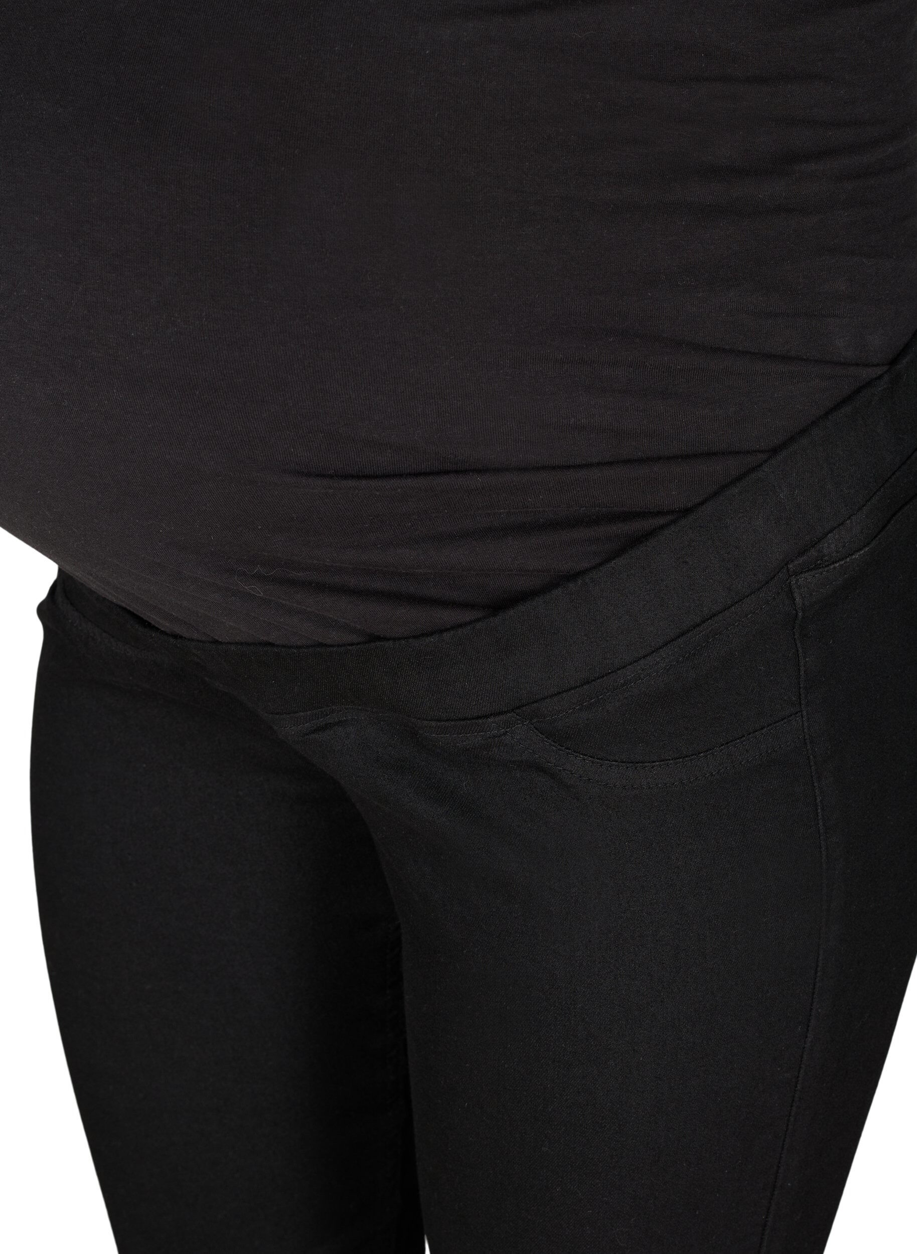 Zizzi Graviditets jeggings med baglommer, Black, Packshot image number 2