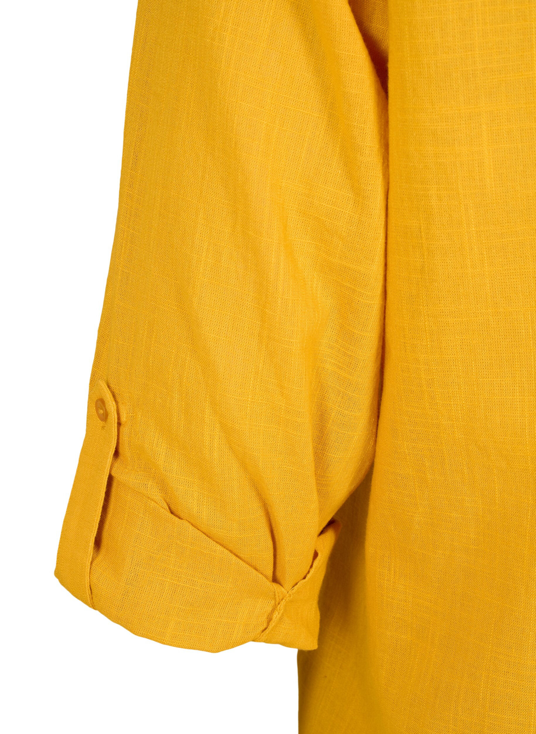 Zizzi Skjortebluse i bomuld med v-udsk&aelig;ring, Golden Yellow, Packshot image number 3