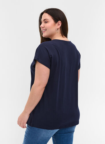 Bomulds t-shirt med korte ærmer, Night Sky Solid, Model image number 1