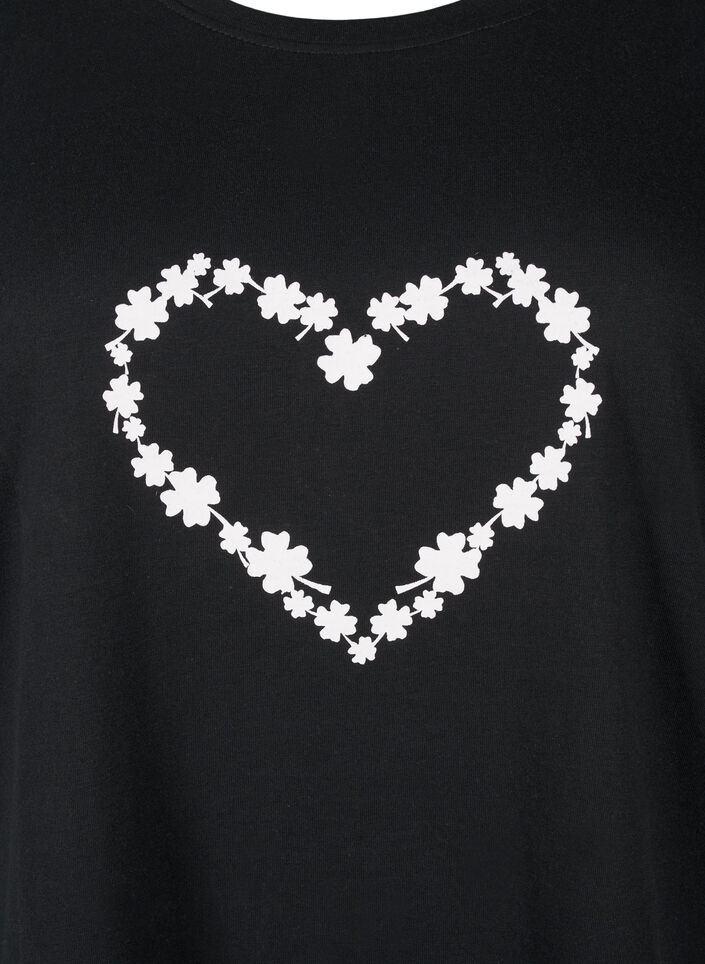FLASH - T-shirt med motiv, Black Flower Heart , Packshot image number 2