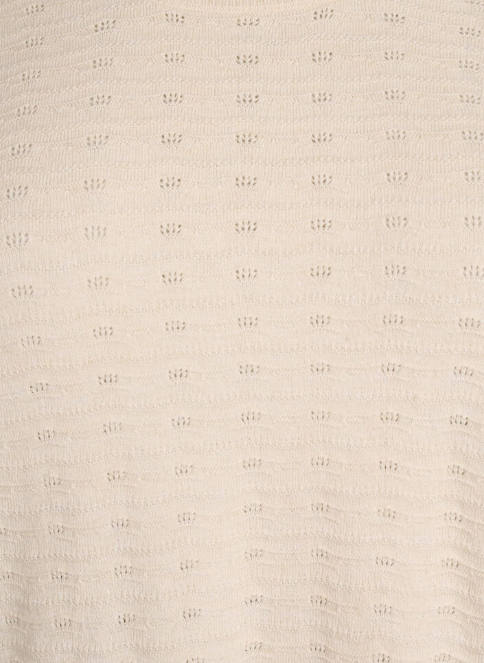 Strikbluse med struktureret m&oslash;nster og korte &aelig;rmer, Beige, Packshot image number 2