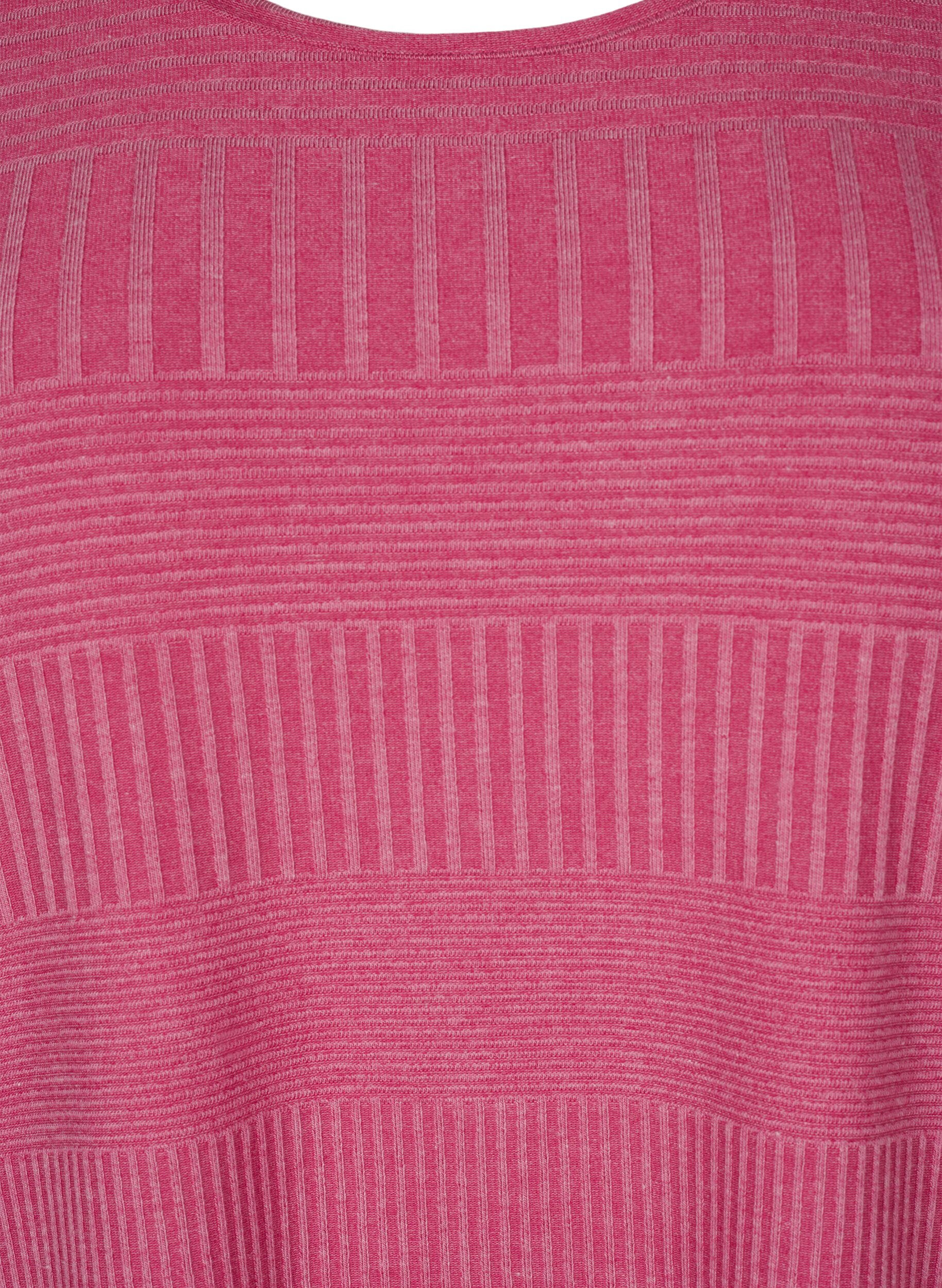 Zizzi Kjole med 3/4 &aelig;rmer og stribet m&oslash;nster, Malaga Mel., Packshot image number 2