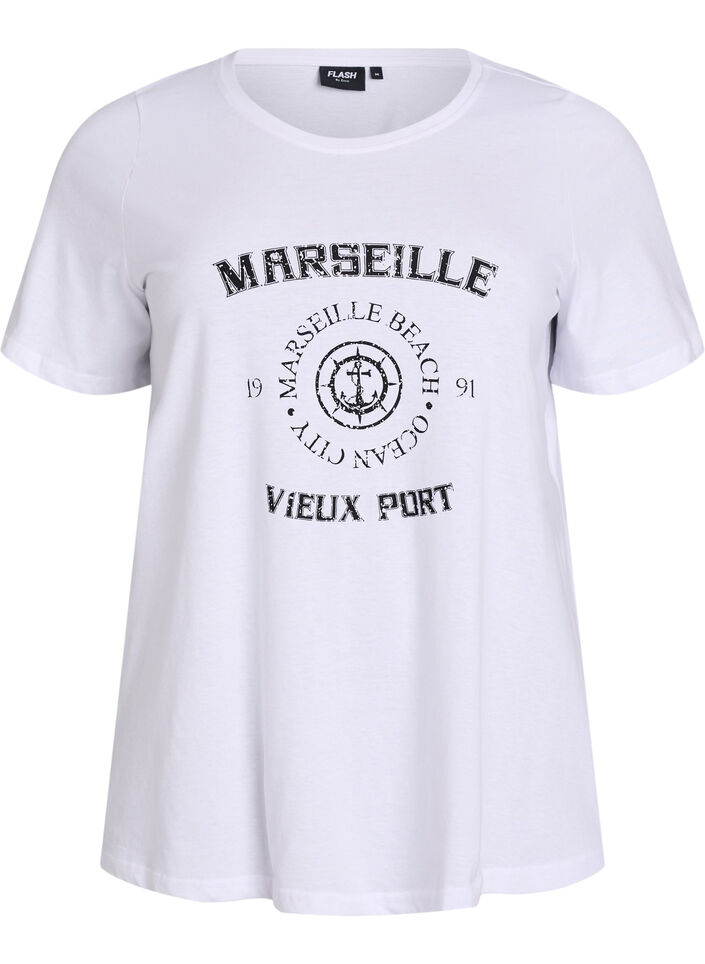 T-shirt med motiv , Hvid, Packshot image number 0