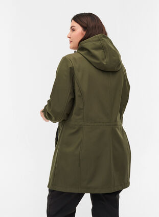Softshell jakke med hætte og justerbar talje, Forest Night, Model image number 1