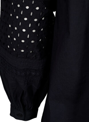Bluse med lange ærmer og dekorative detaljer, Black, Packshot image number 3