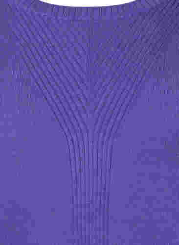 Ensfarvet strikbluse med ribdetaljer, Purple Opulence Mel., Packshot image number 2