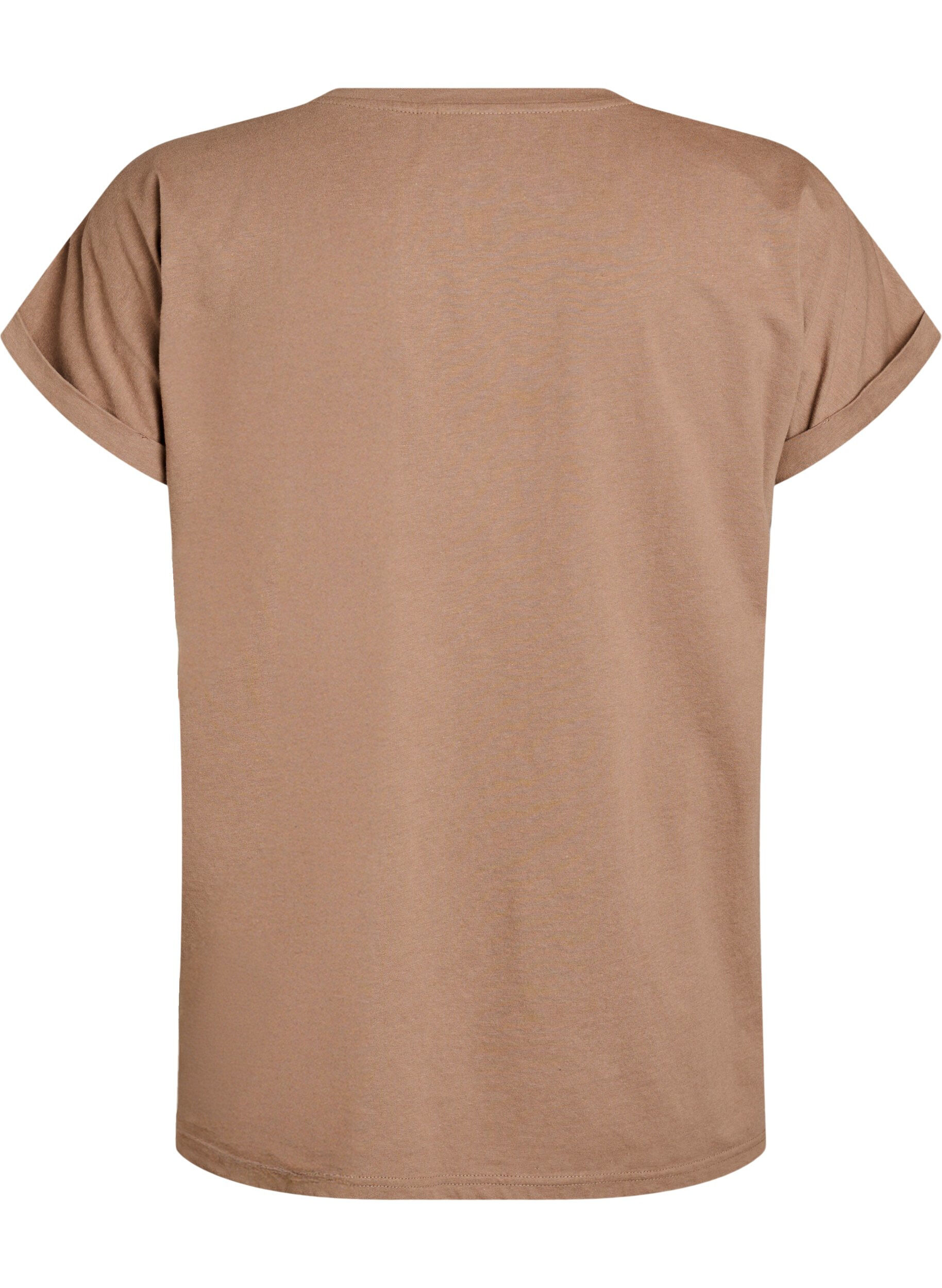 ZizziKort&aelig;rmet t-shirt i bomuldsblanding, Brun, Packshot image number 1